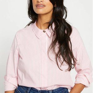 Universal Standard Elbe Popover Stretch Poplin Shirt Pink/White XS (10-12)